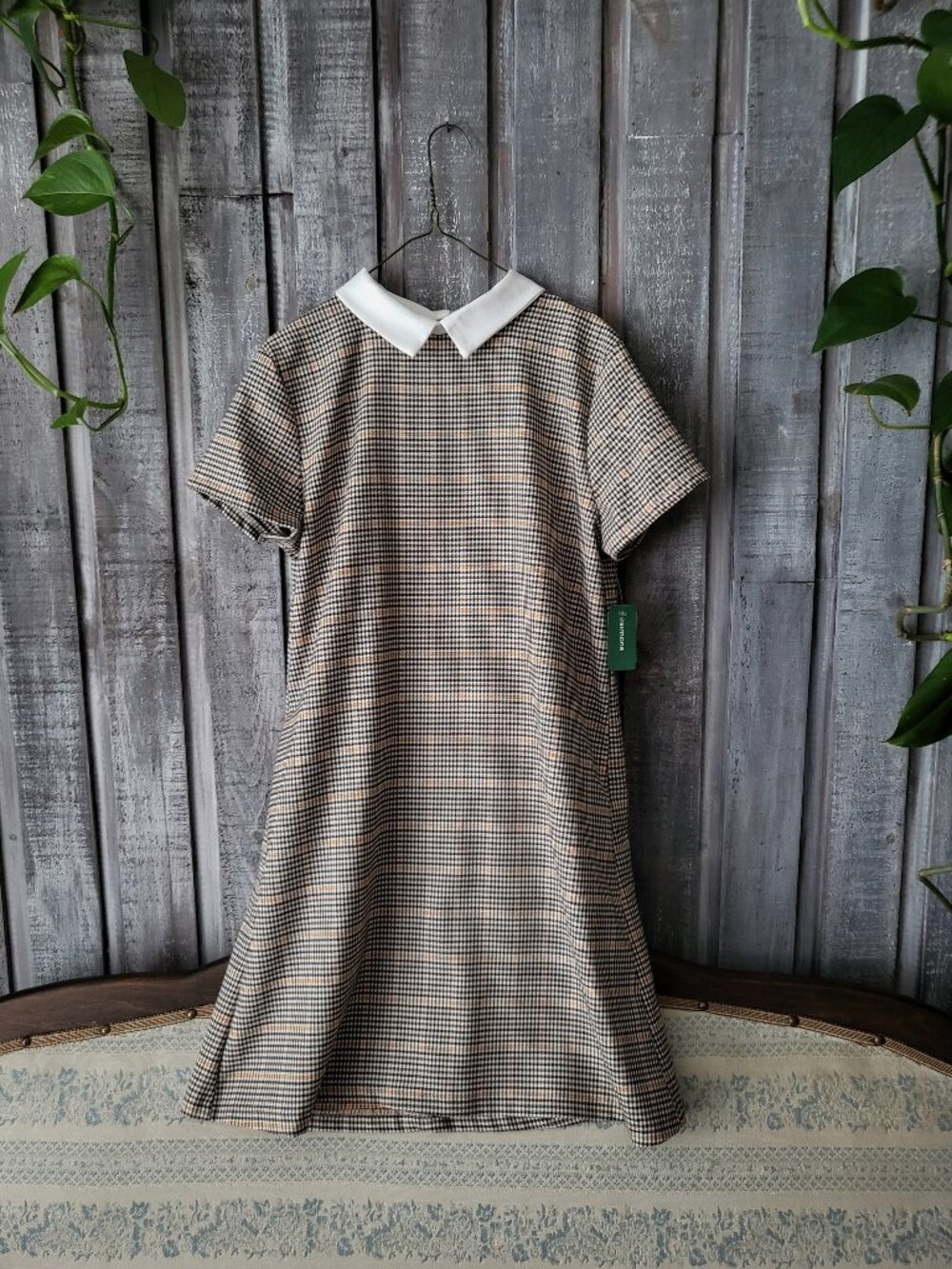 Simons Twik Plaid Peter Pan Collar Dress NWT Dark Academia Retro M
